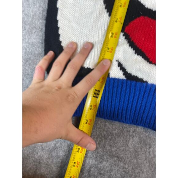 VINTAGE 80s Mickey Mouse Sweater Womens Large Blue Knit Pullover Cartoon Jumper - Picture 3 of 4